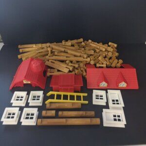 The Original Lincoln Logs Frontier Junction Set with White Windows & Red Roof